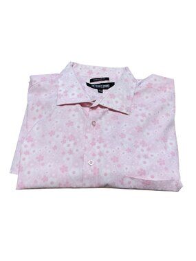Stacy Adams Pink Floral Long Sleeve Button-Up Shirt Sz 3XL Regular Fit Mens